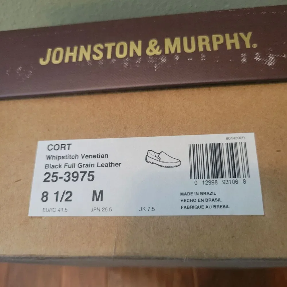 Johnston & Murphy Locklin Leather Venetian‎ Slip-Ons Boy's Size 8.5 Black